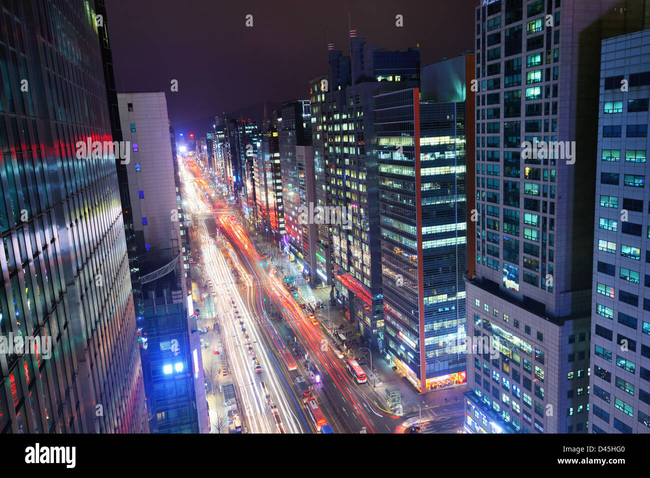 Il quartiere di Gangnam di Seoul, Corea del Sud. Foto Stock