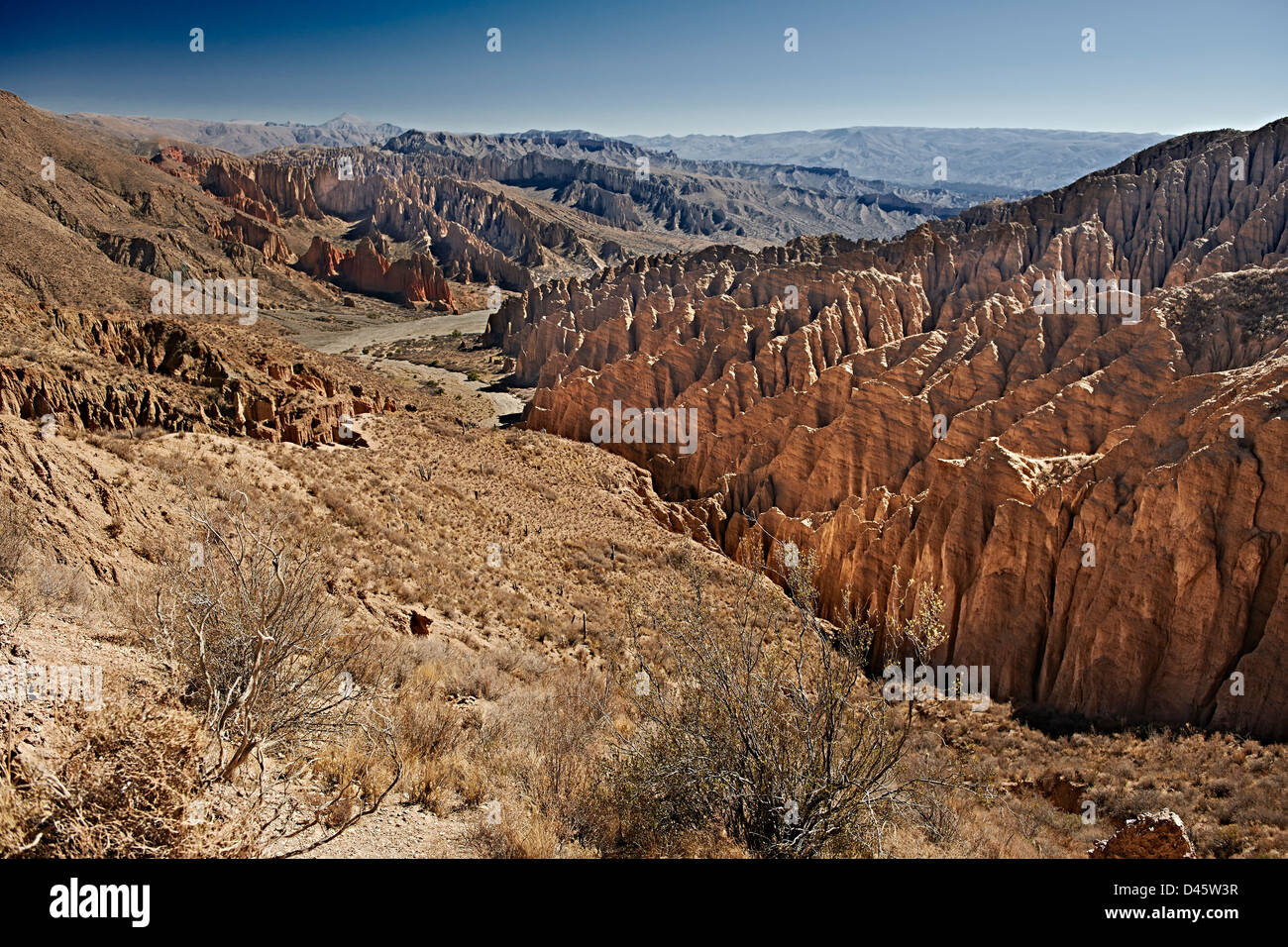 El Silla, erosione paesaggio vicino Tupiza, rosso formazioni rocciose nel canone del Inca, Tupiza Chichas gamma, Bolivia, Sud America Foto Stock