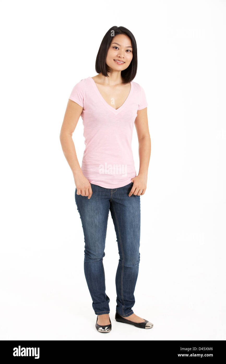 Lunghezza completa Studio shot di donna cinese Foto Stock