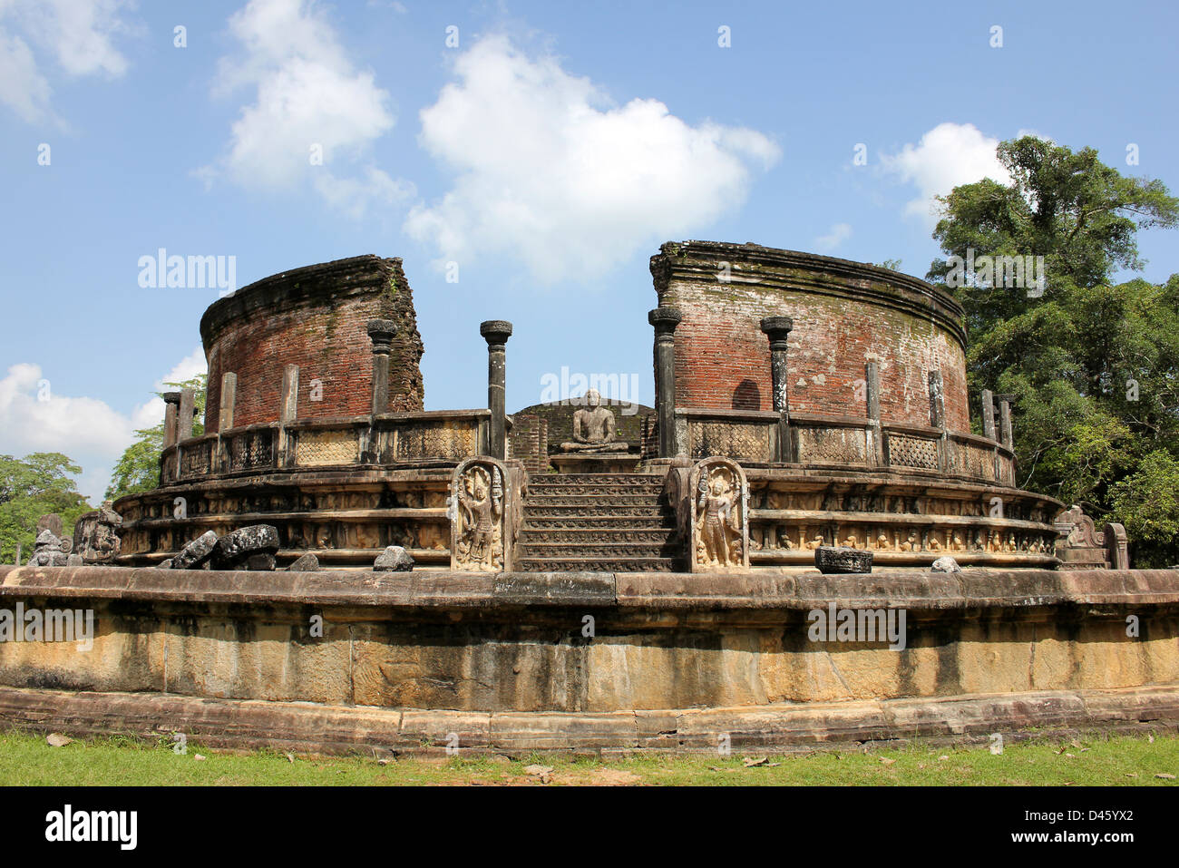 Vatadage circolare, Polonnaruwa, Sri Lanka Foto Stock