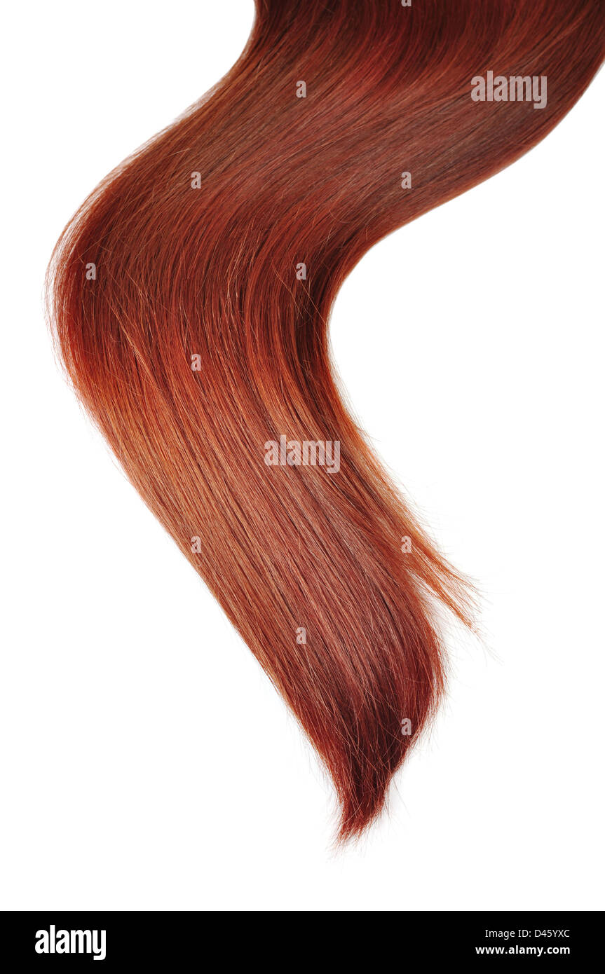 Rosso lungo stile di capelli bianchi su sfondo isolato Foto Stock