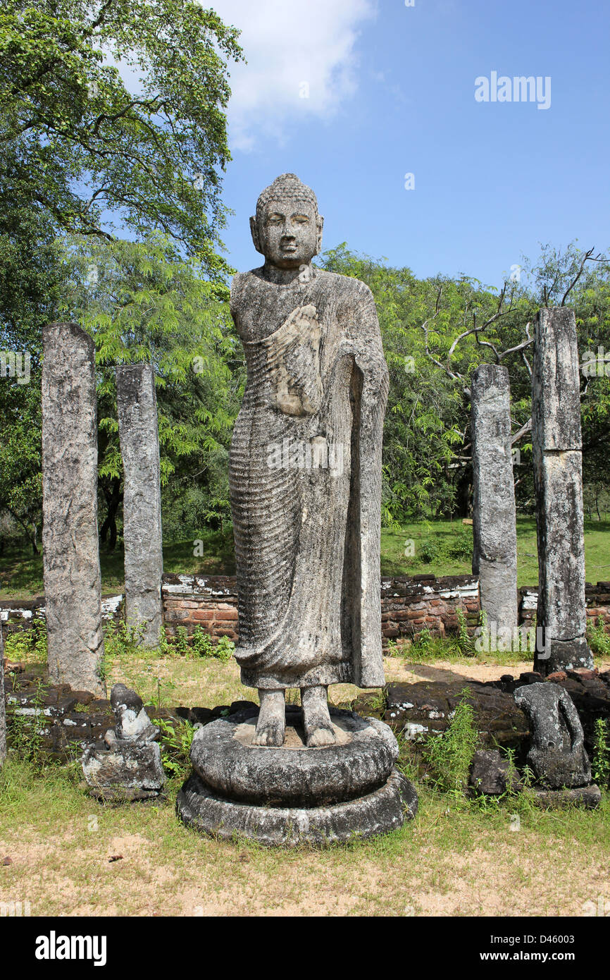 Statua di Buddha nel Atadage, un quadrangolo Polonnaruwa, Sri Lanka Foto Stock