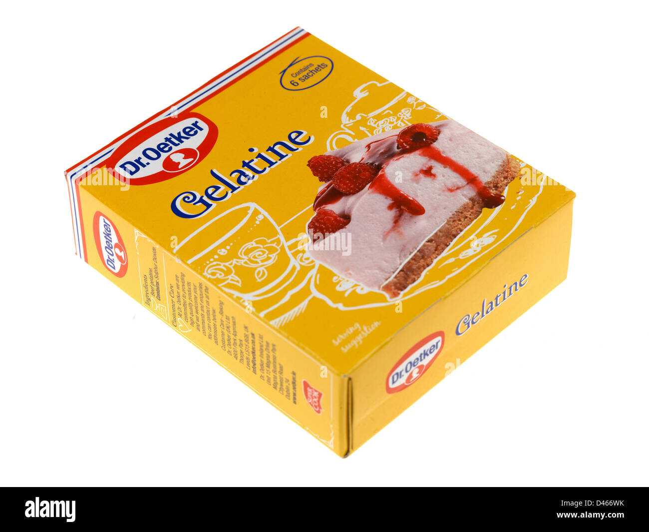 Scatola o astuccio di marca Dr Oetker gelatina ingrediente alimentare in polvere Foto Stock