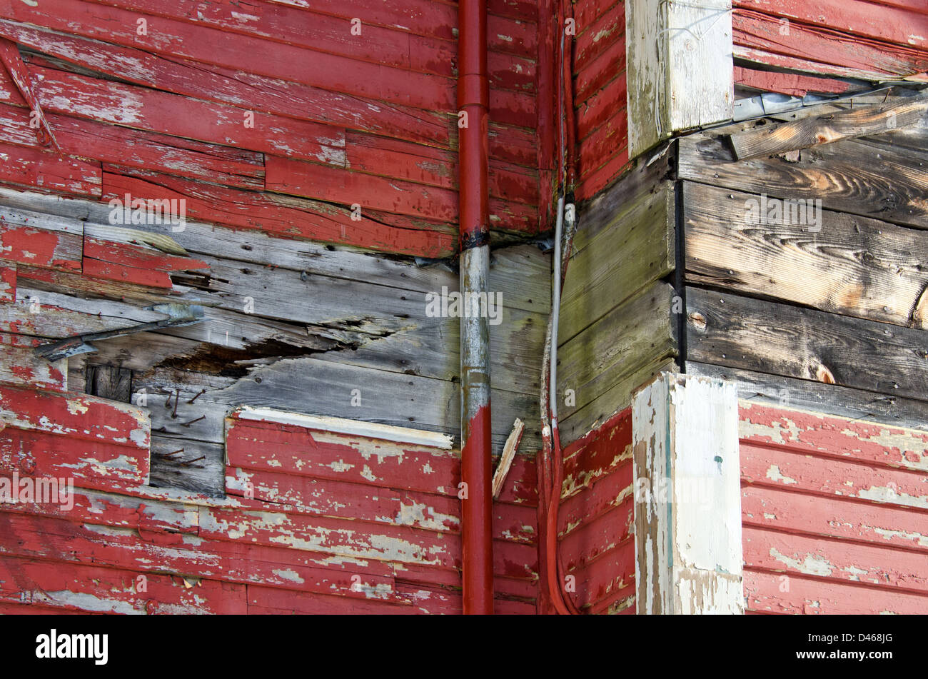 Danneggiato infissi in legno rivestimenti Foto Stock