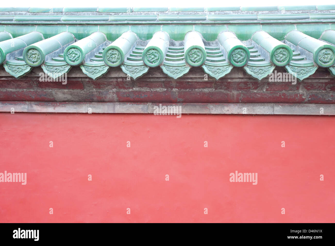 Cinese tradizionale muro al tempio del cielo a Pechino, Cina Foto Stock