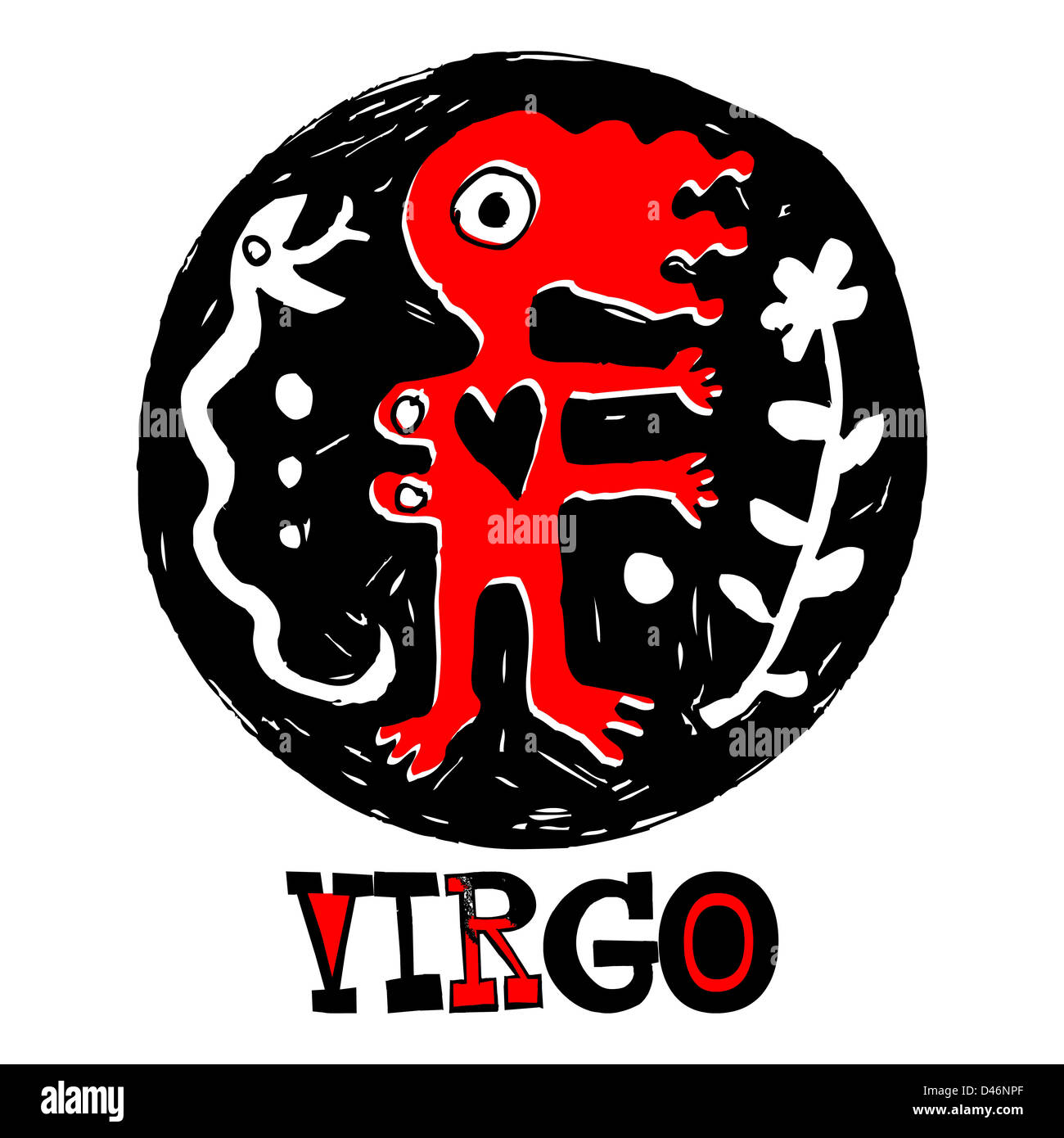 Crazy zodiac doodle Virgo Foto Stock