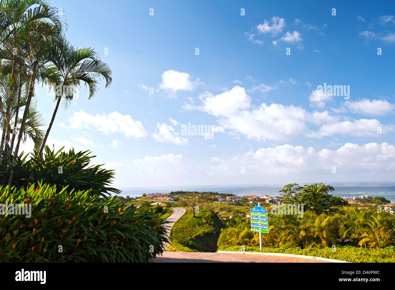 Ingresso alla baia incontaminata Resort, Roatan Foto Stock