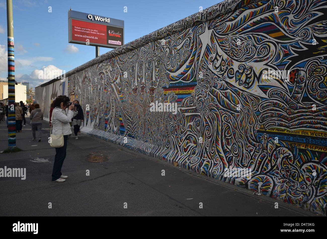 Muro di Berlino, la East Side Gallery Foto Stock