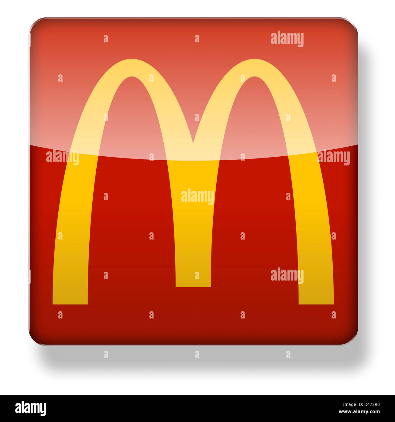 McDonalds logo come l'icona di un'app. Percorso di clipping incluso. Foto Stock