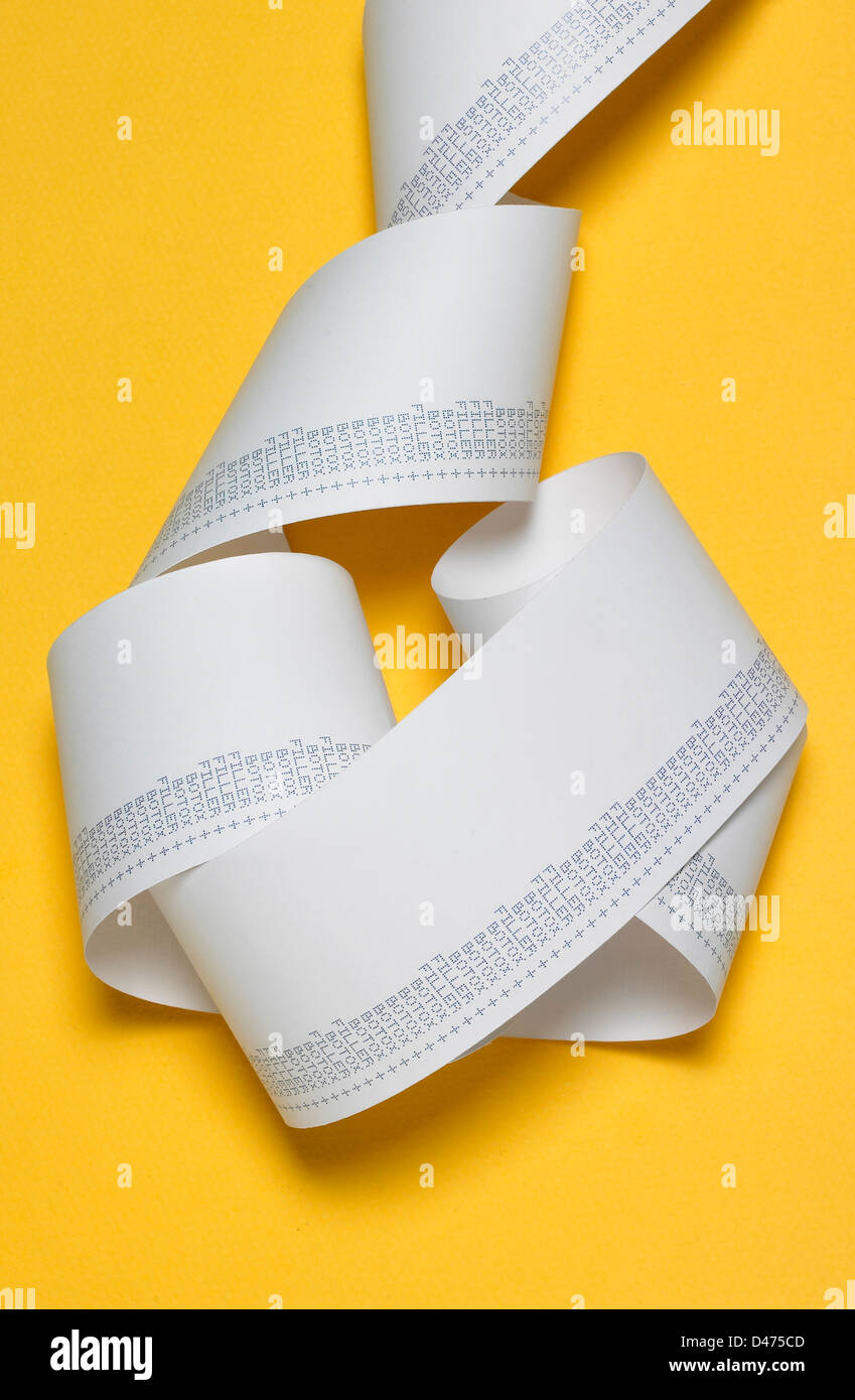 Striscia di ricevimento tagliare sfondo giallo Foto Stock