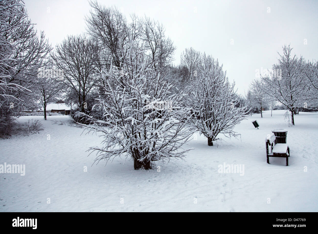 Coperta di neve park land in Faringdon, Inghilterra Foto Stock