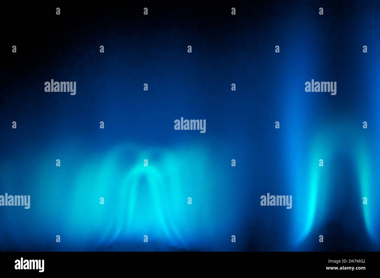 Un abstract colpo di fiamma blu di un riscaldatore a gas. Foto Stock