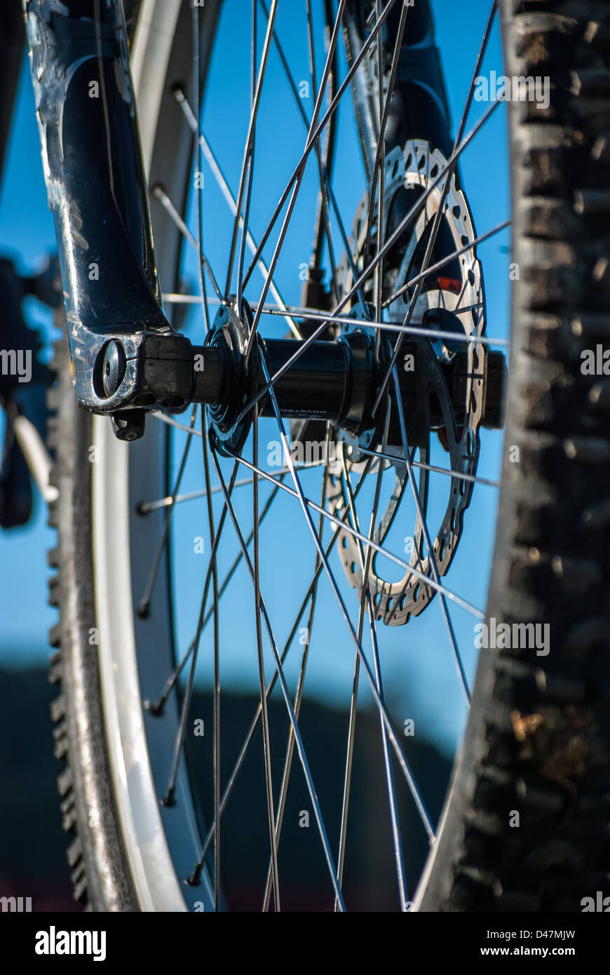 Dettaglio di una ruota di bicicletta Foto Stock