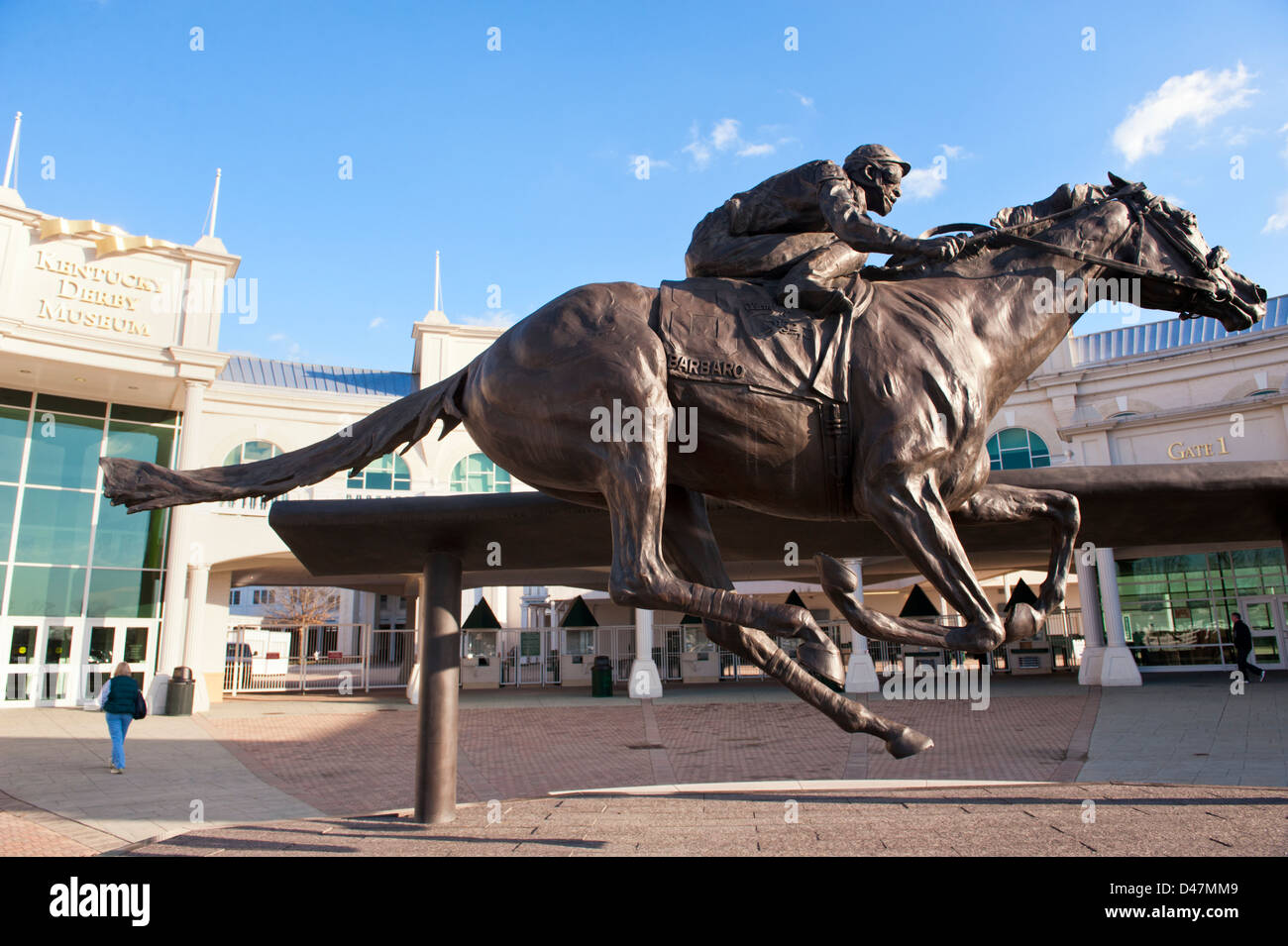 Statua del barbaro a Churchill Downs racetrack in Louisville Kentucky home del Kentucky Derby Museum Foto Stock