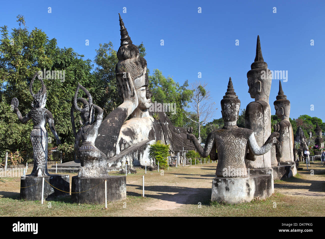 Buddha Park, noto anche come Xieng Khuan, è un parco pieno di bizzarro ed eccentrico statue vicino a Vientiane, Laos, SE Asia Foto Stock