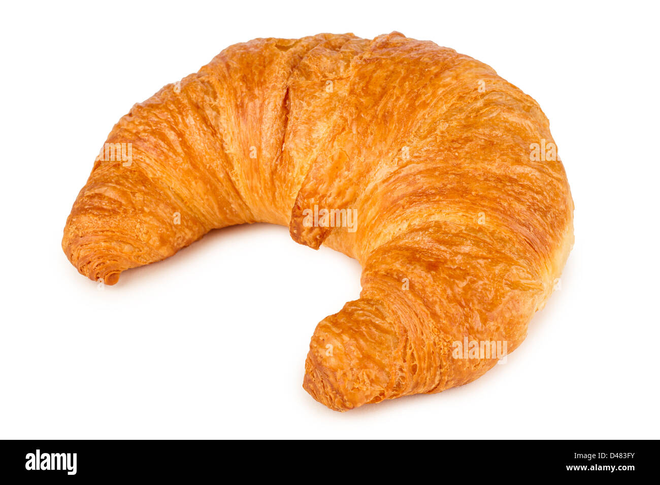 Freschi croissant francesi su sfondo bianco Foto Stock