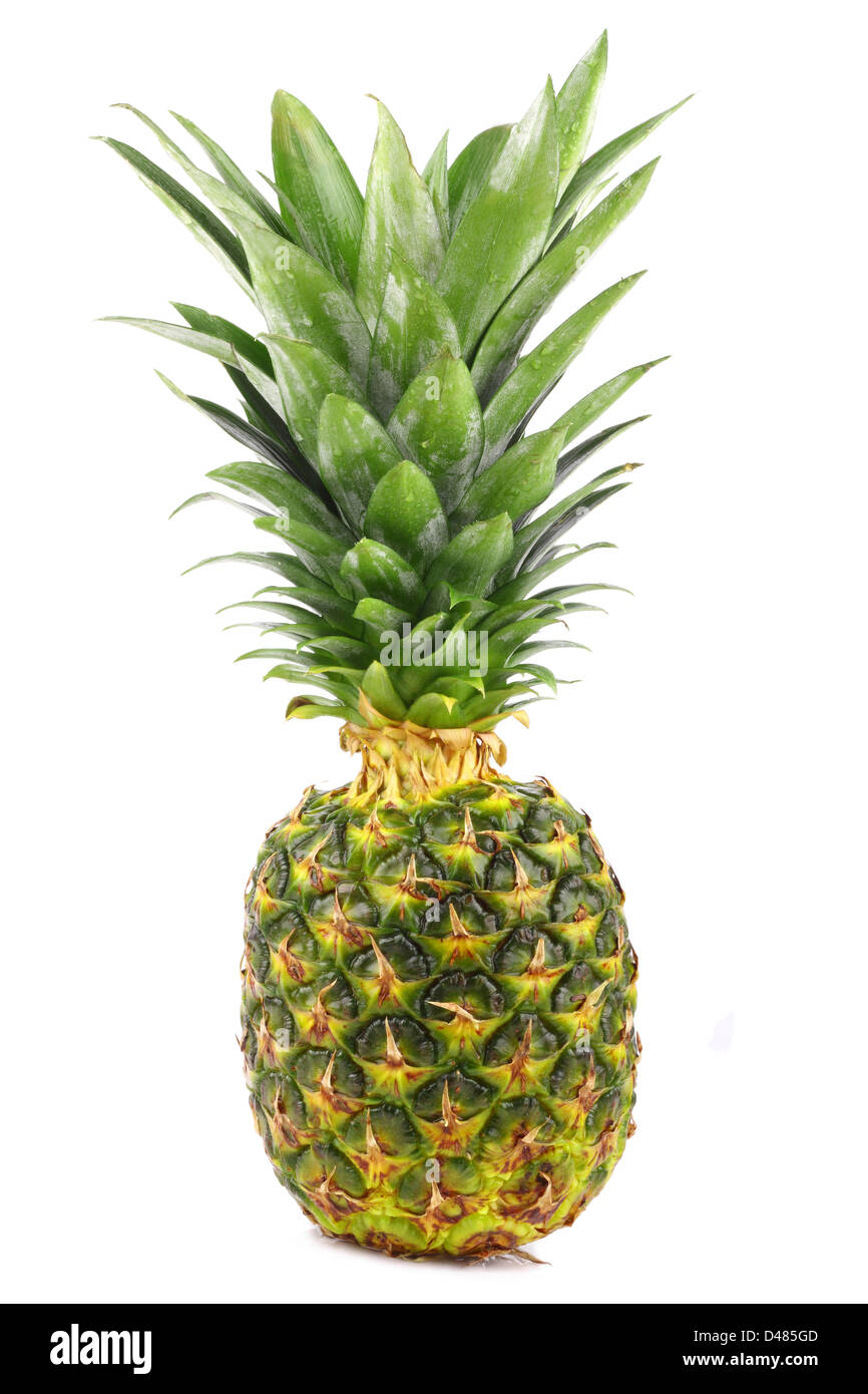 Fresche, intere Ananas frutta con foglie. Foto Stock