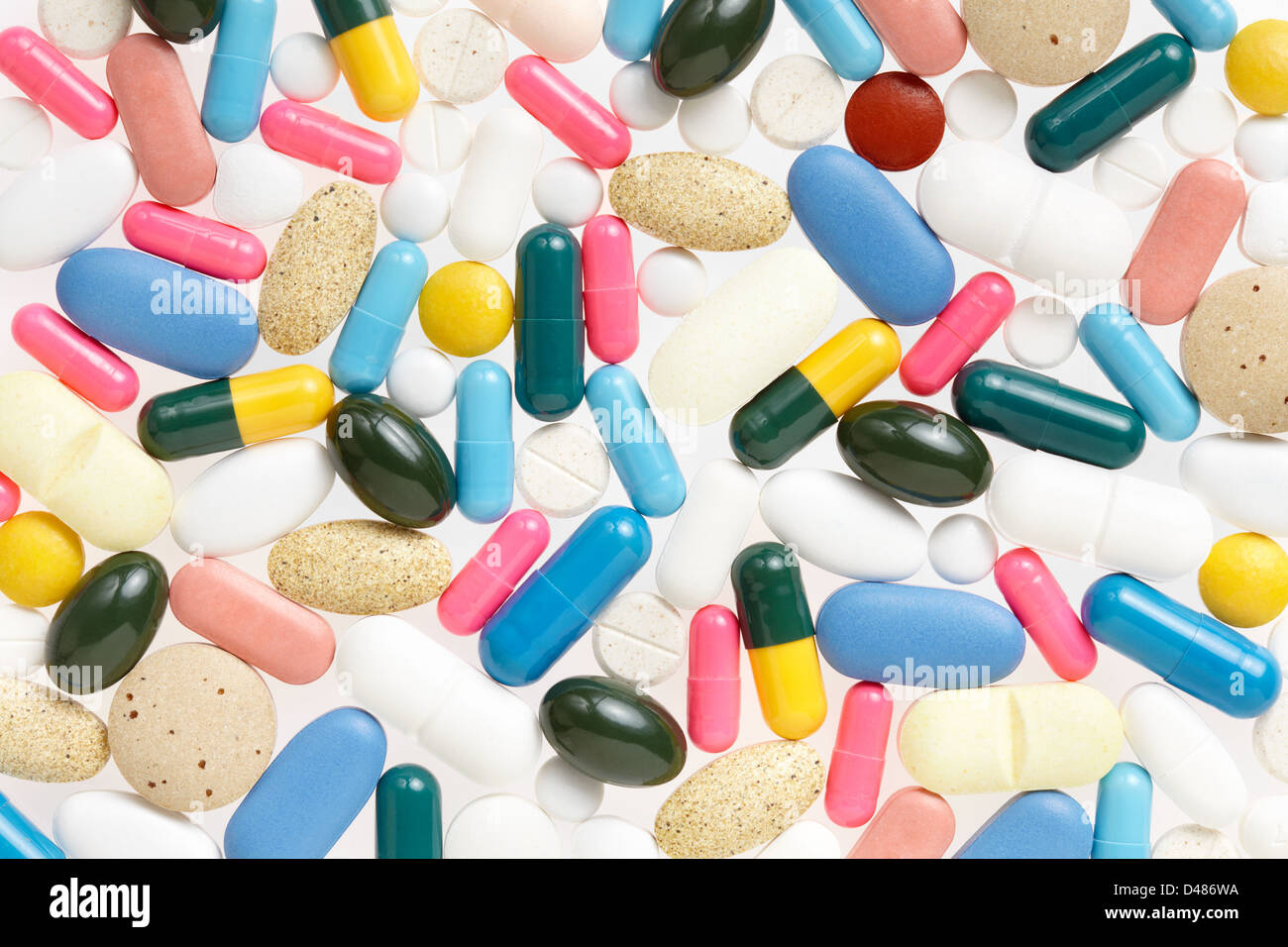 Pillola e capsula, medico colorato sfondo texture Foto Stock