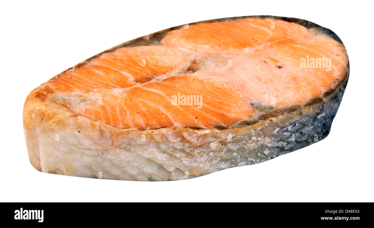 Bistecca di salmone isolato Foto Stock