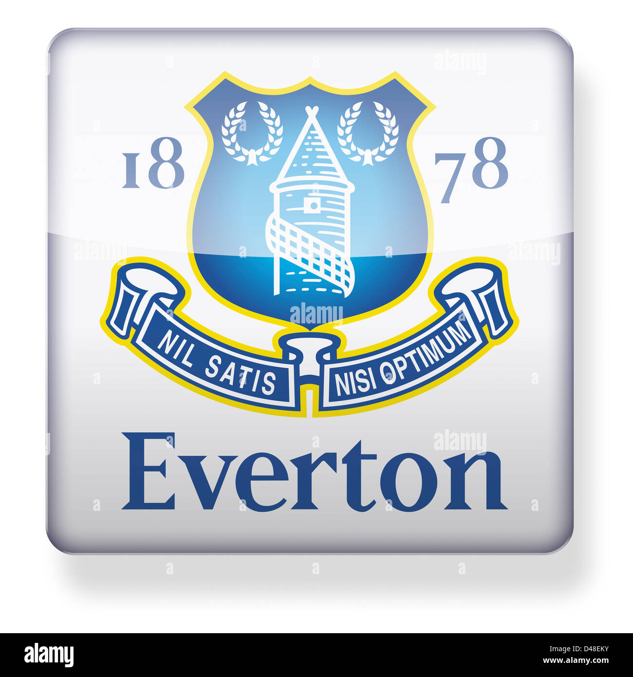 Everton football club logo come l'icona di un'app. Percorso di clipping incluso. Foto Stock