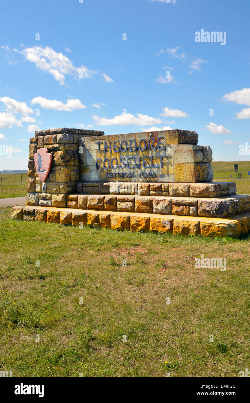 Ingresso Parco nazionale Theodore Roosevelt North Dakota ND US Foto Stock