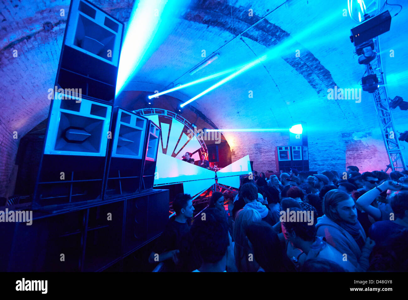 Discoteca rave party di magazzino acido club house Foto Stock