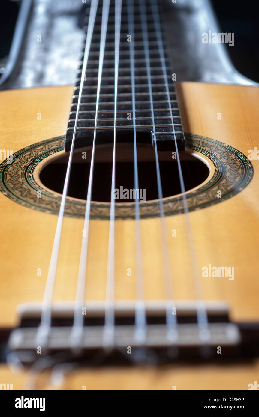 Dettaglio della chitarra classica Foto Stock