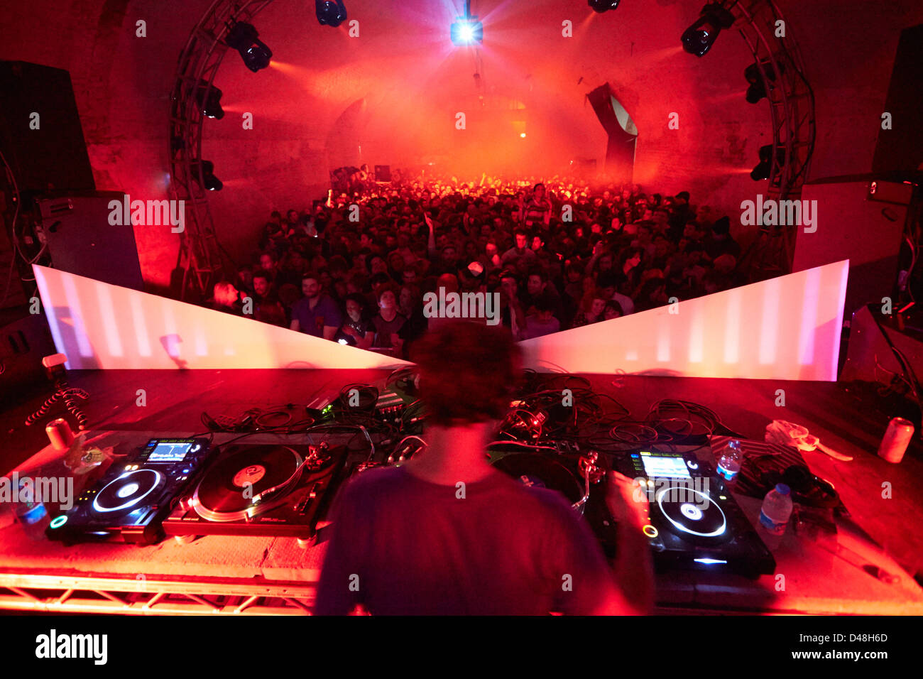 Discoteca rave party di magazzino acido club house Foto Stock