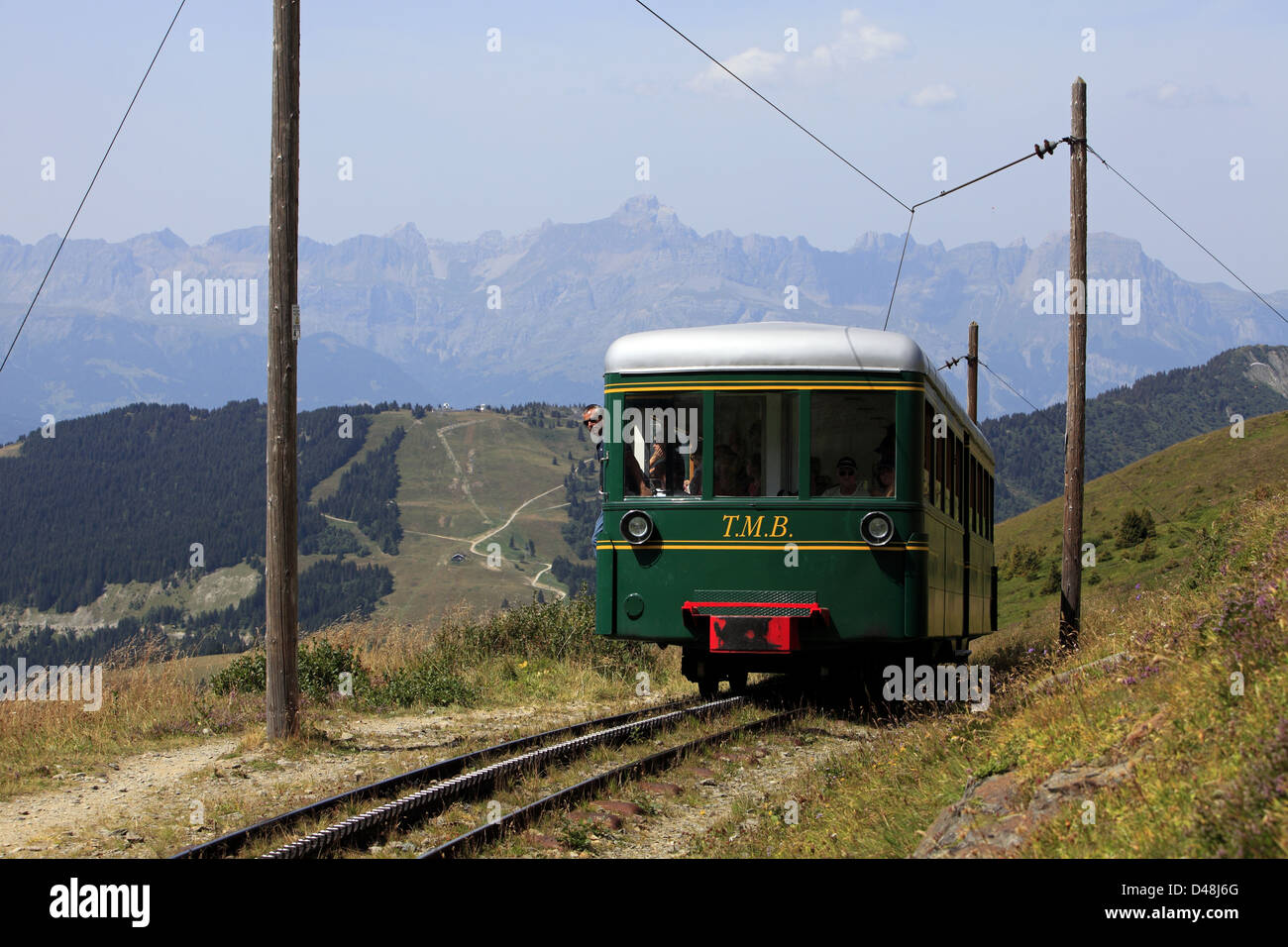 Il Mont Blanc treno ' Anne ' ( OCT ), St Gervais les Bains, Haute Savoie, Francia Foto Stock