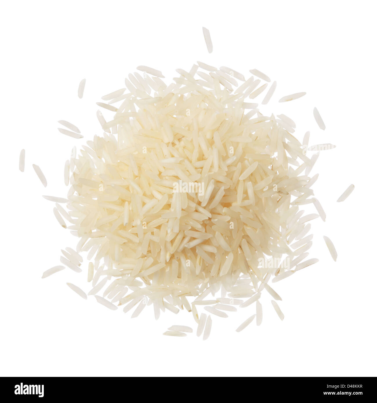 Riso Basmati su un palo isolata su sfondo bianco Foto Stock