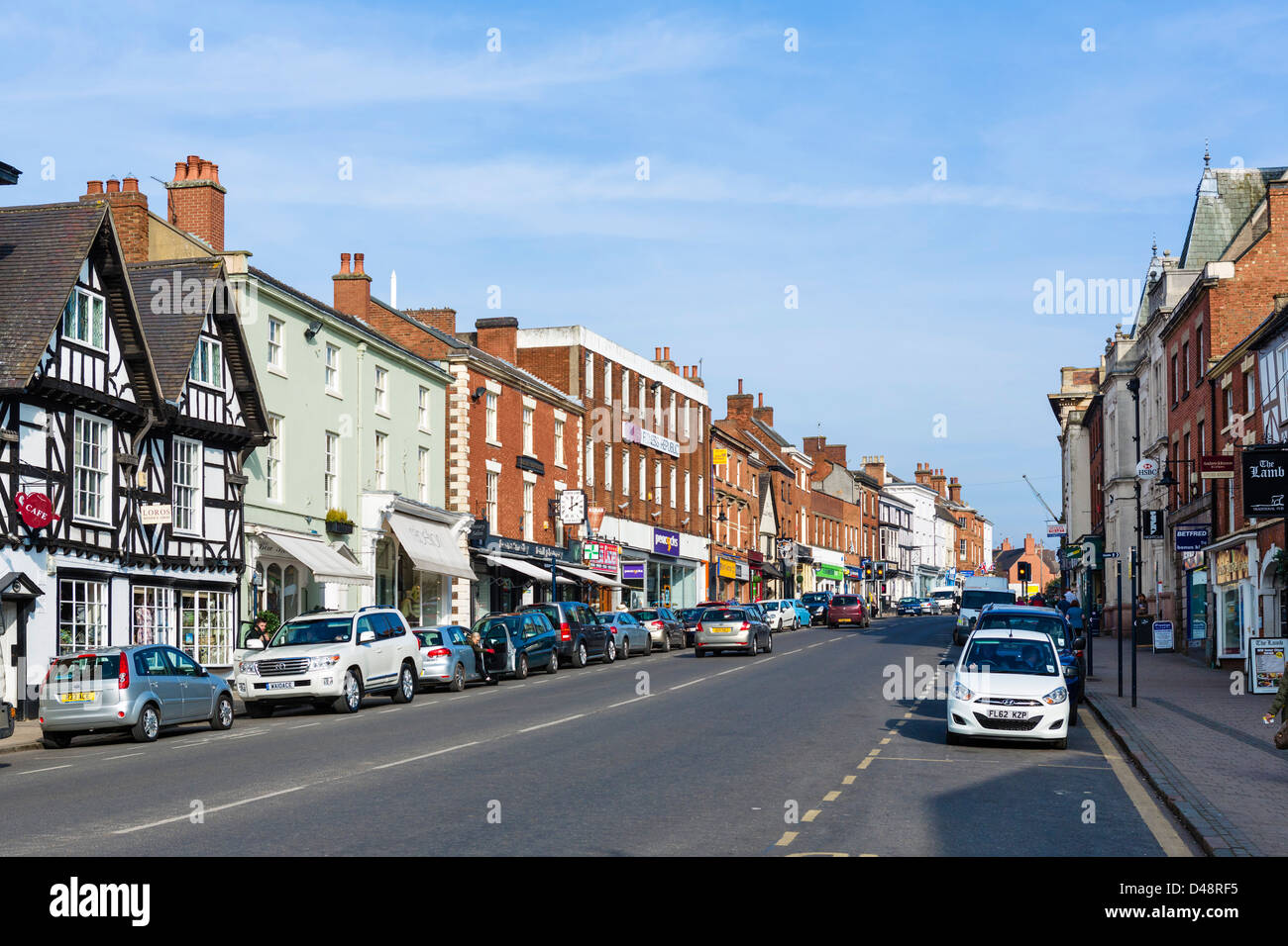 Market Street (la strada principale), Ashby-de-la-Zouch, Leicestershire, East Midlands, Regno Unito Foto Stock