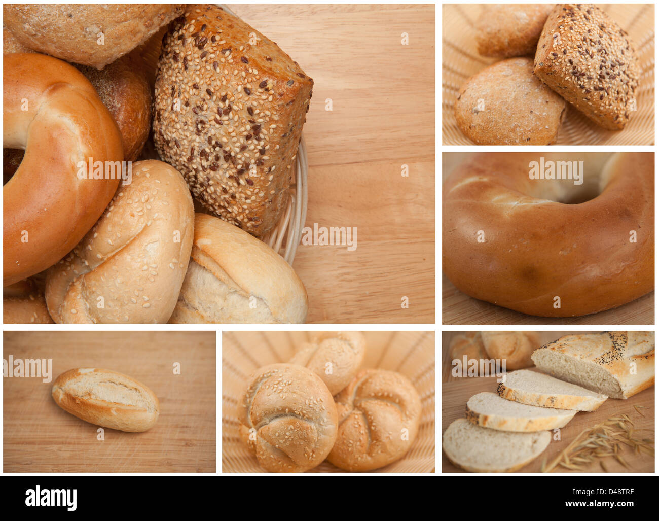 Collage di diversi tipi di pane Foto Stock