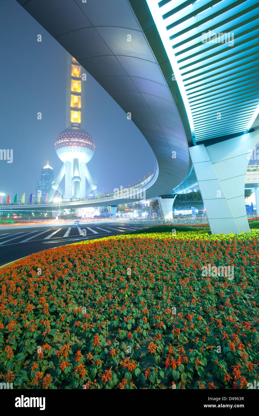 Vista notturna di Lujiazui,più famoso centro di finanza area in Cina,shanghai Foto Stock