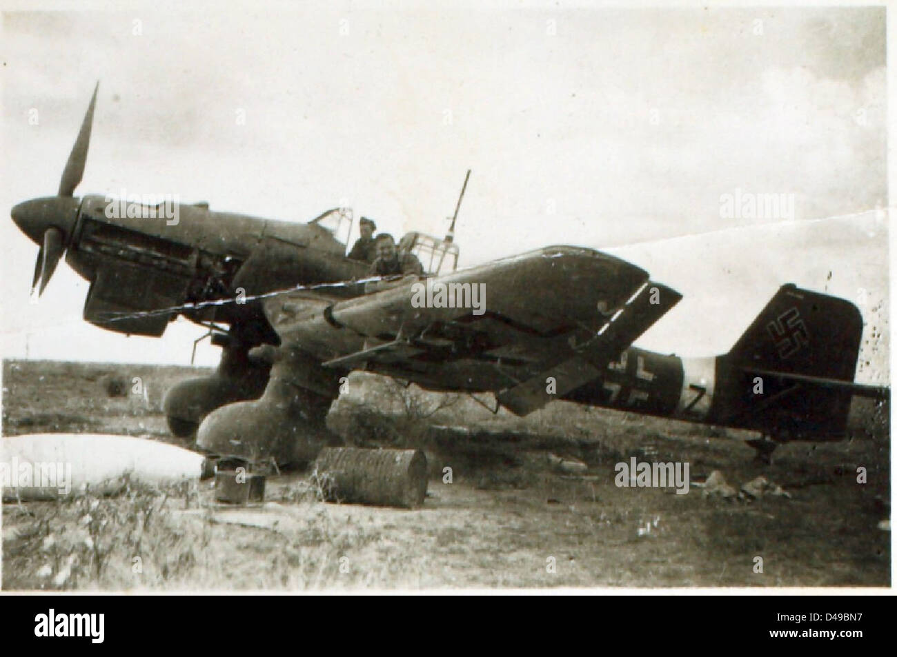 Lo Junkers Ju-87 Stuka era un bombardiere in picchiata tedesco ampiamente utilizzato durante la seconda guerra mondiale. Noto per il suo caratteristico design ad ala di gabbiano e per la sirena piovosa, fu efficace in missioni di supporto aereo ravvicinato, in particolare durante la battaglia di Francia e l'invasione della Polonia. Ha svolto un ruolo chiave nei primi successi della Luftwaffe. Foto Stock Lo Junkers Ju-87 Stuka era un bombardiere in picchiata tedesco ampiamente utilizzato durante la seconda guerra mondiale. Noto per il suo caratteristico design ad ala di gabbiano e per la sirena piovosa, fu efficace in missioni di supporto aereo ravvicinato, in particolare durante la battaglia di Francia e l'invasione della Polonia. Ha svolto un ruolo chiave nei primi successi della Luftwaffe. Foto Stock