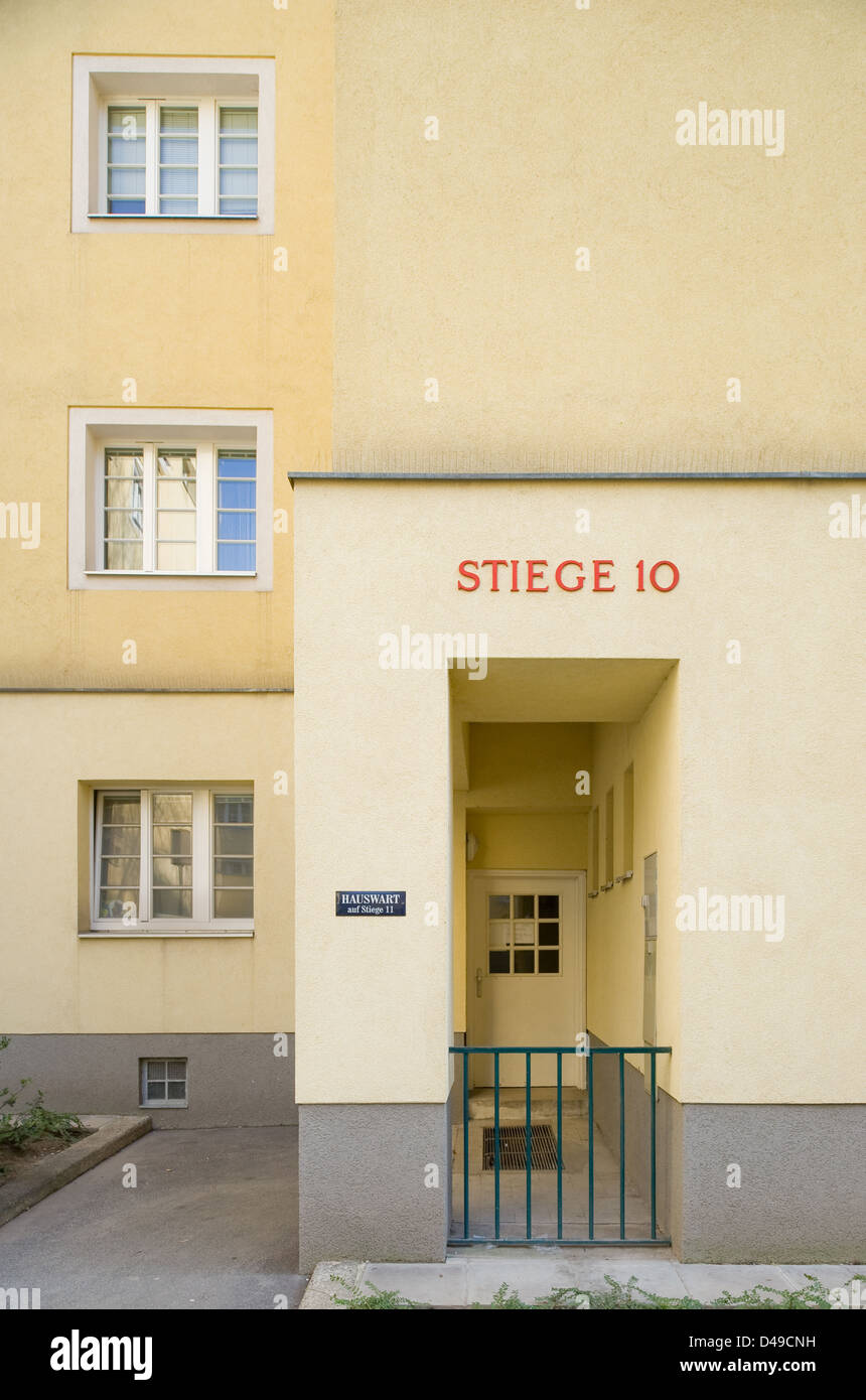 Vienna, Austria, nella tromba delle scale Karl-Hoeger-cantiere nel XI Simmering distretto di Vienna Foto Stock