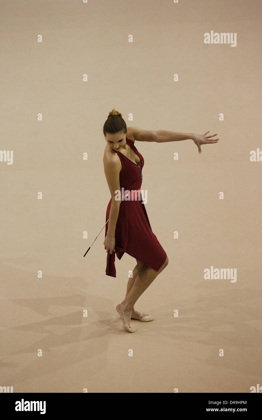 Gdynia, Polonia. Il 9 marzo 2013. Polacco ginnasta migliore, Olympian da Pechino (2008) e Londra (2012) Joanna Mitrosz termina la sua carriera sportiva durante la ginnastica artistica polacco Grand Prix a Gdynia. Credito: Michal Fludra / Alamy Live News Foto Stock