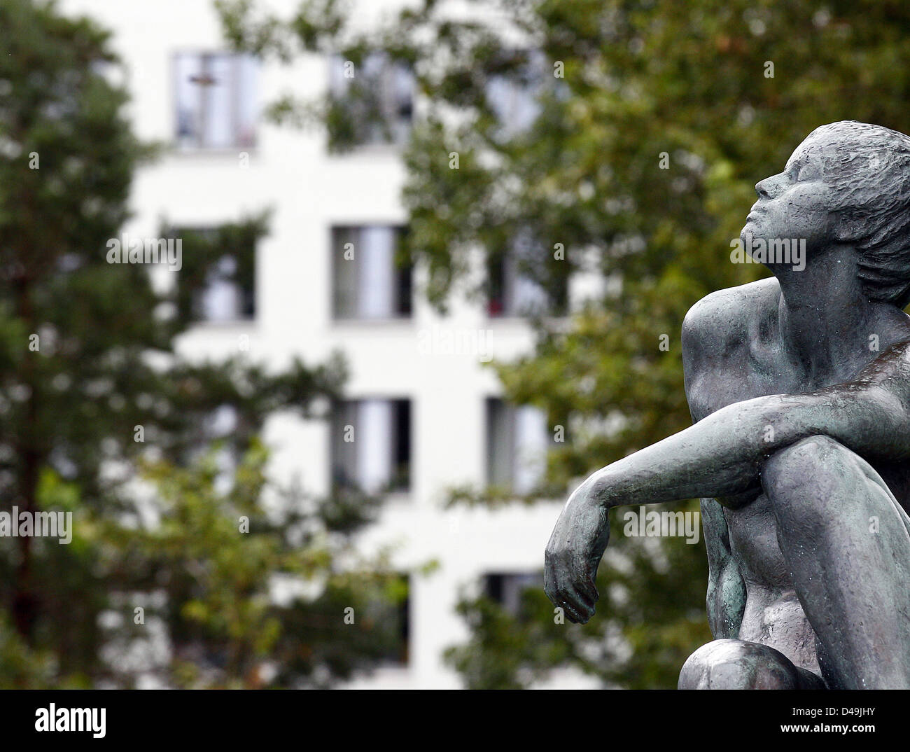 Prora, Germania, Juergen ruvida scultura intitolata atleti Foto Stock