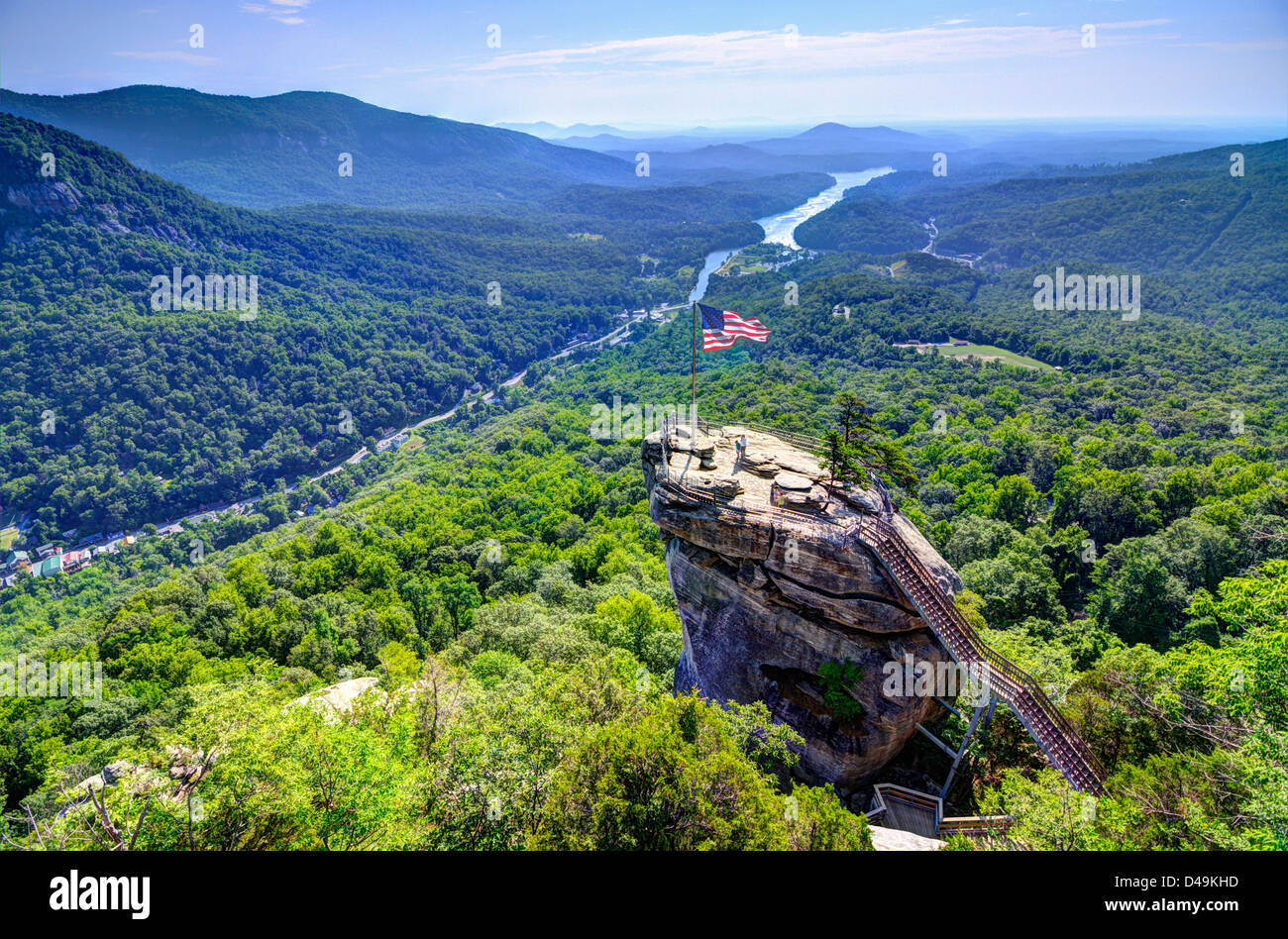 Chimney rock al camino Rock State Park in North Carolina, USA. Foto Stock