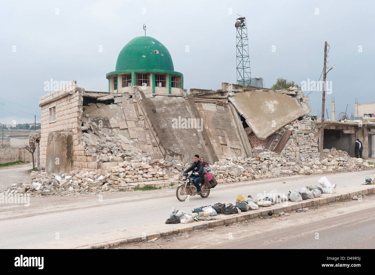 Una moschea distrutta, Hirmah Maarat, Siria Foto Stock