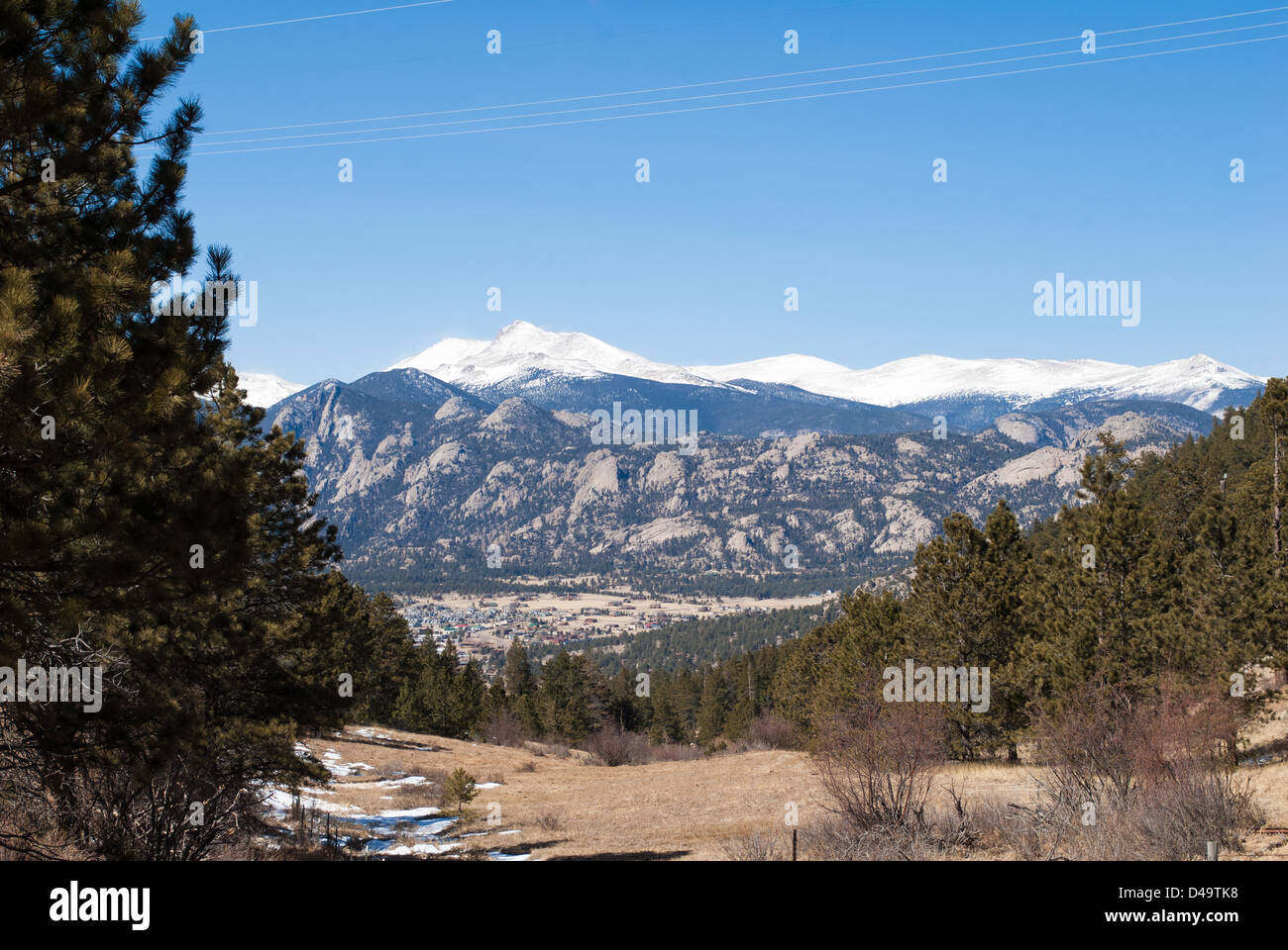 Parco Nazionale delle Montagne Rocciose con panoramica di Estes Park Foto Stock