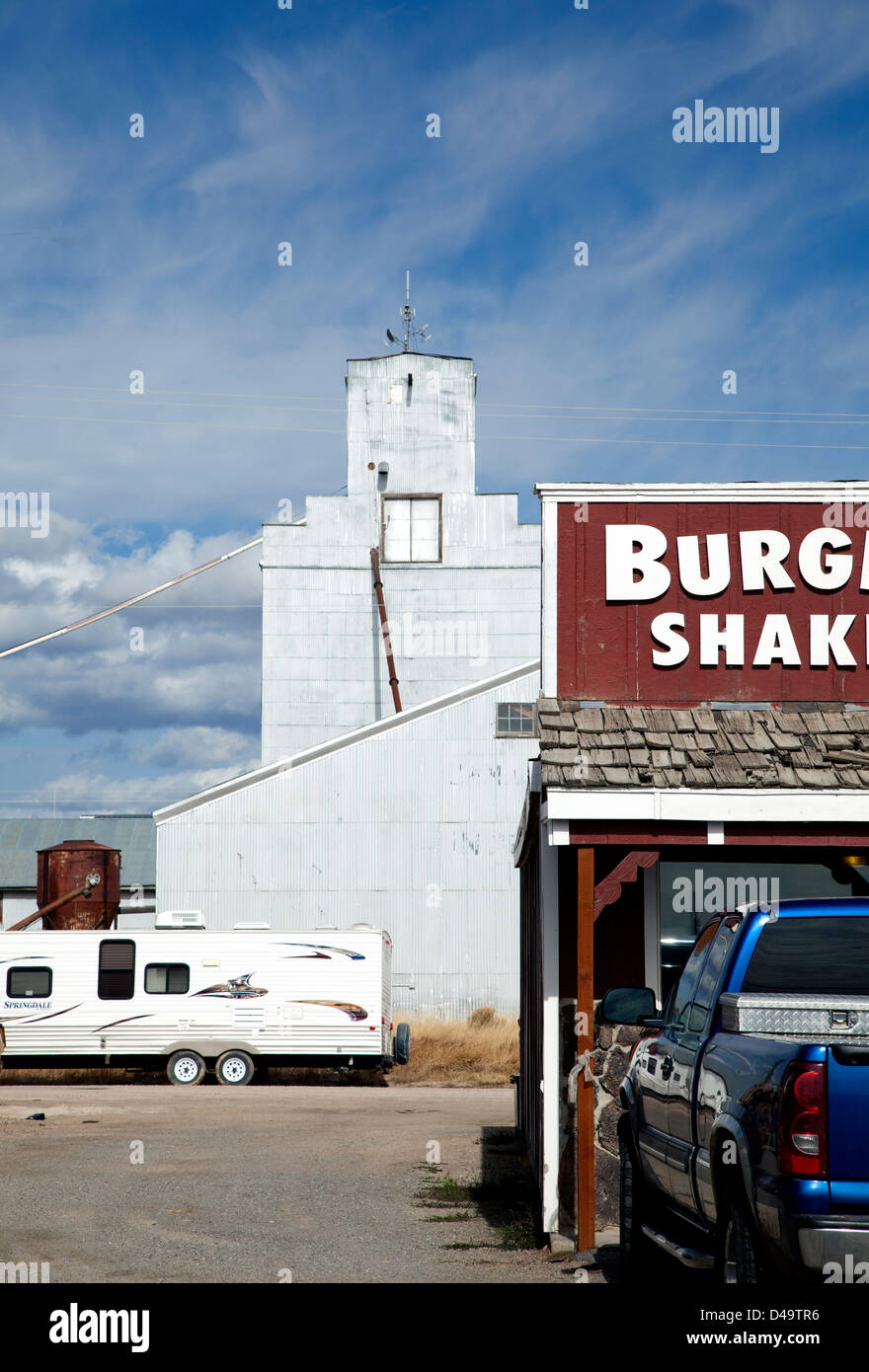 La vita rurale nel centro cittadino di Fairfield, Idaho, Stati Uniti, 2012. Foto Stock