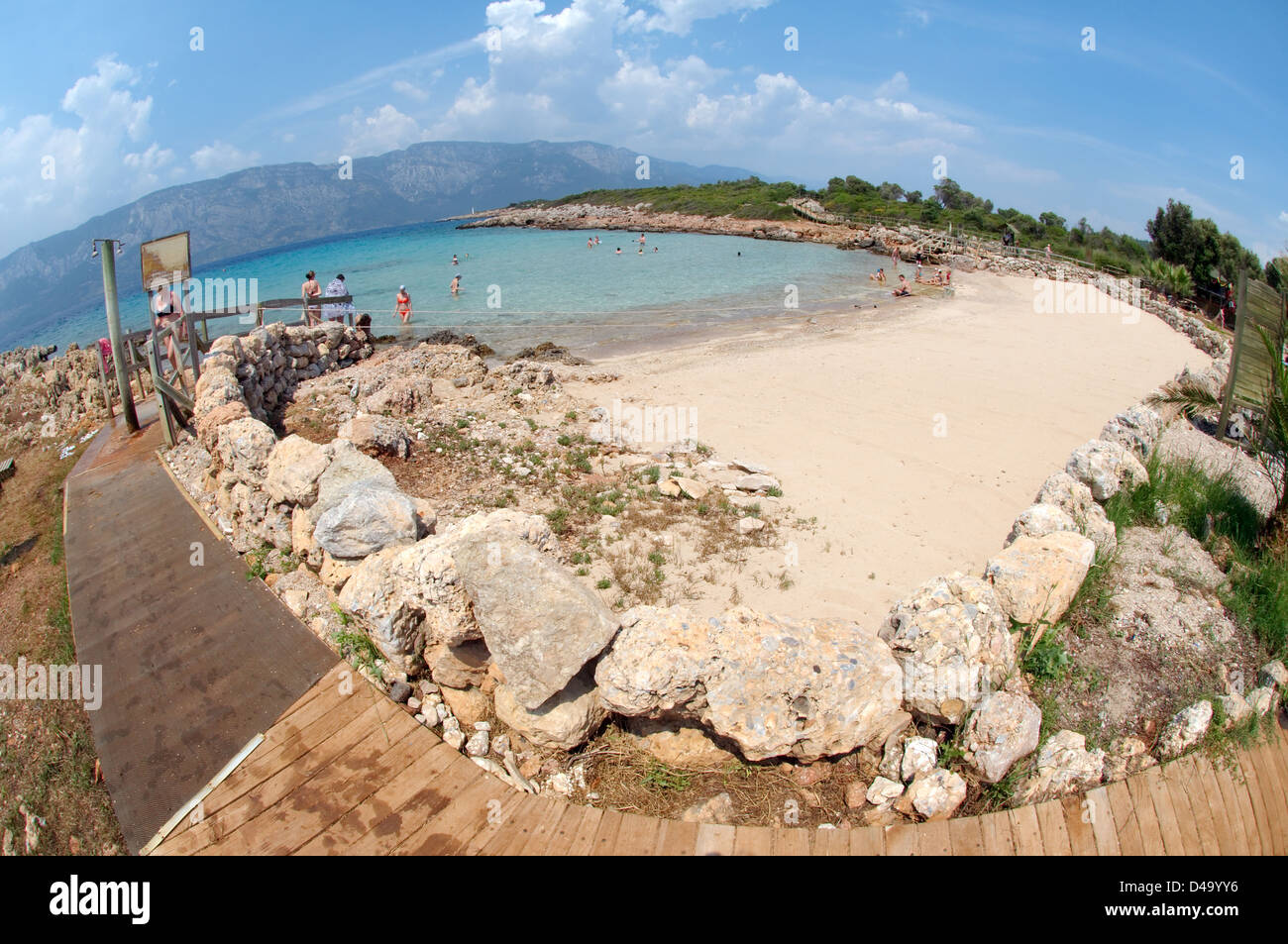 Spiaggia di Cleopatra, Cleopatra island (Sedir Island), il Mare Egeo, Turchia Foto Stock