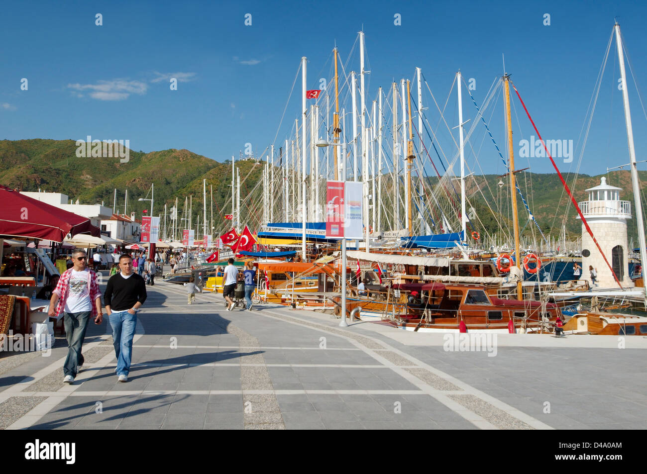 Lungomare del porto, Marmaris, Muğla Provincia, Turchia Foto Stock