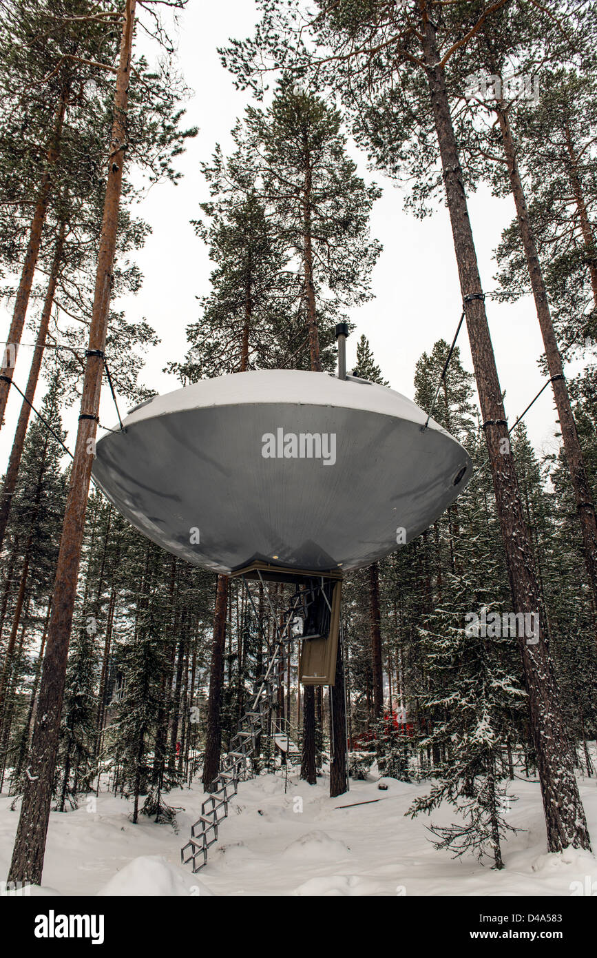 L'UFO Harads Treehotel Lapponia Svezia Scandinavia Foto Stock