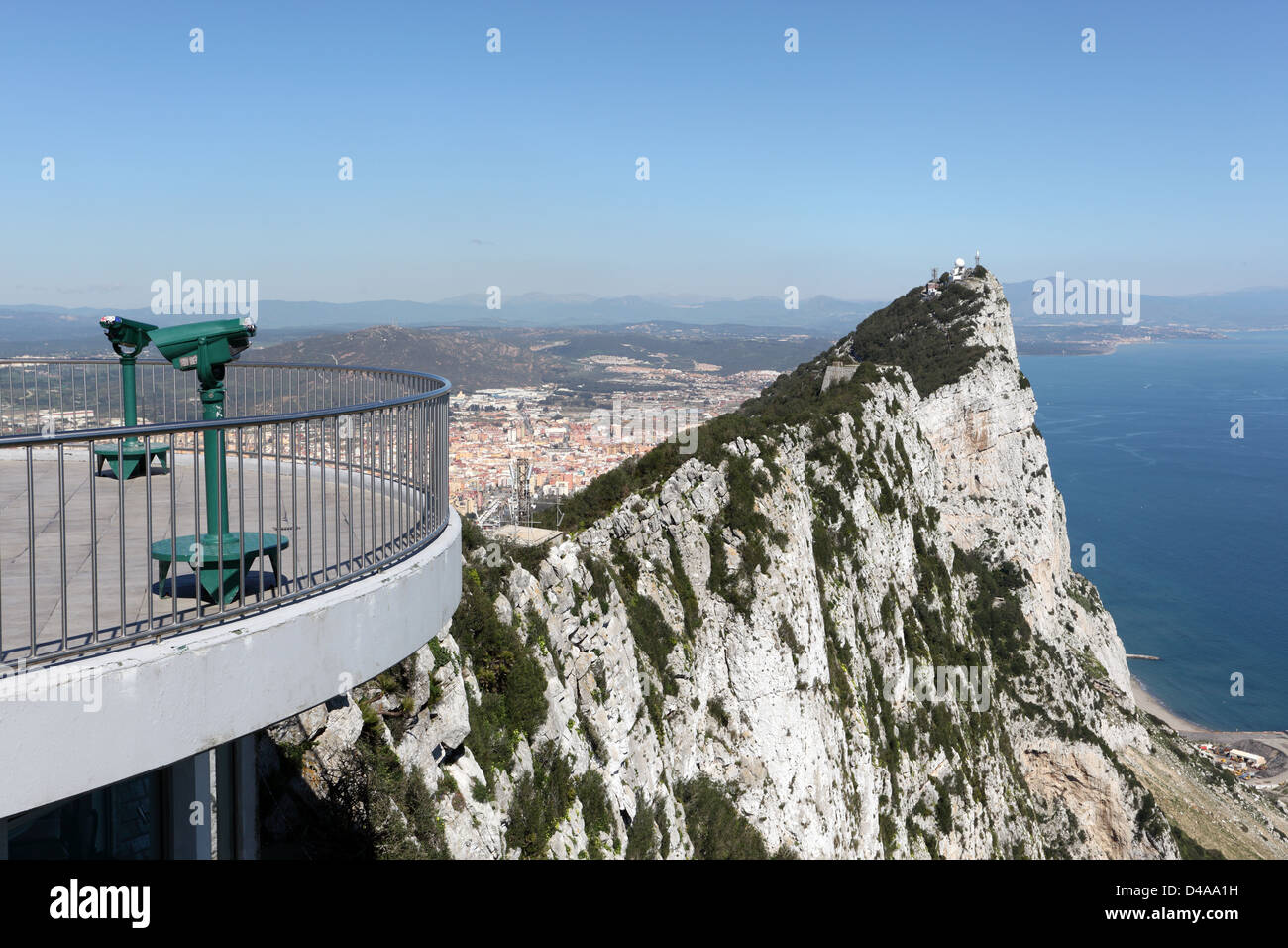 Vista panoramica dalla cima della rocca di Gibilterra Foto Stock