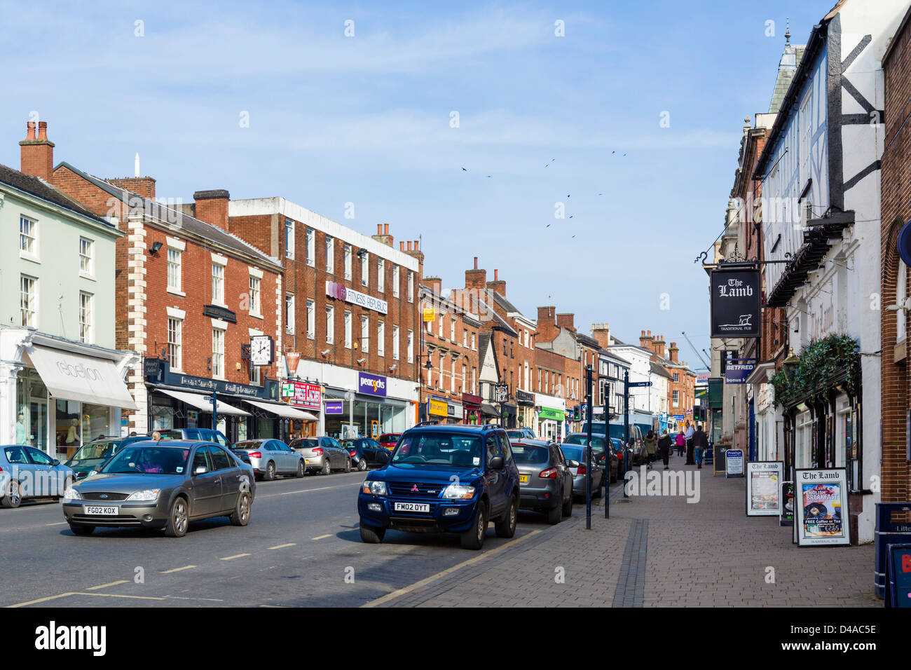 Market Street (la strada principale), Ashby-de-la-Zouch, Leicestershire, East Midlands, Regno Unito Foto Stock