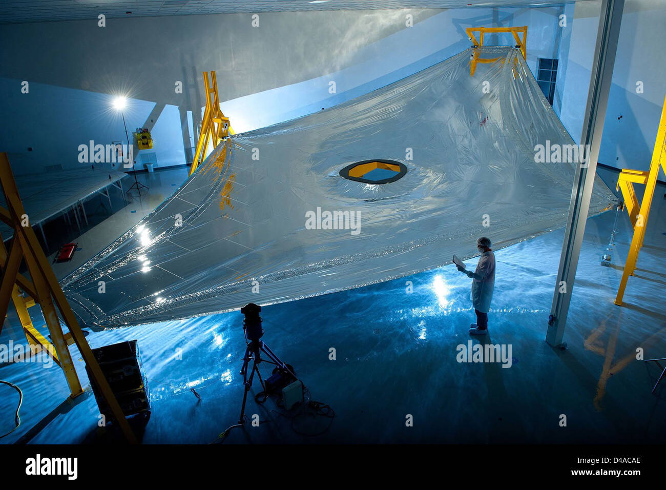 Il James Webb Space Telescope della membrana di tettuccio parasole Foto Stock