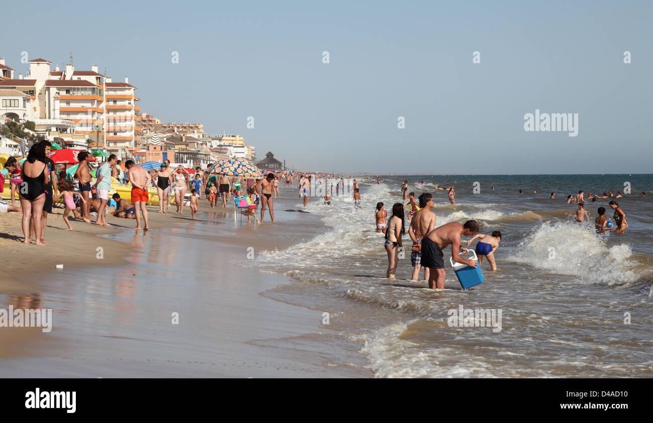 Spiaggia di Matalascañas. La provincia di Huelva, Andalusia Spagna Foto Stock