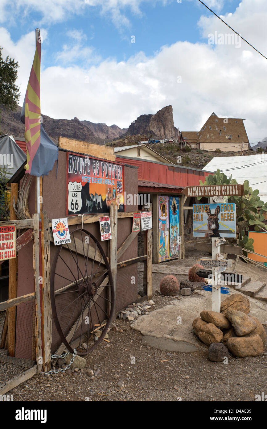 Oatman storica cittadina sulla Route 66 in Arizona, Stati Uniti. Foto Stock