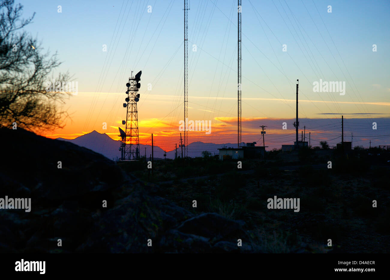 Tramonto a South Mountain, Phoenix, AZ Foto Stock